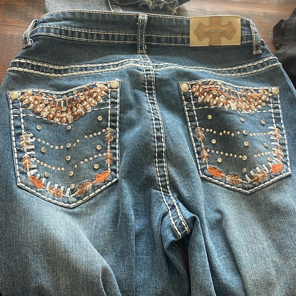 Dark rhinestone jeans, boot cut